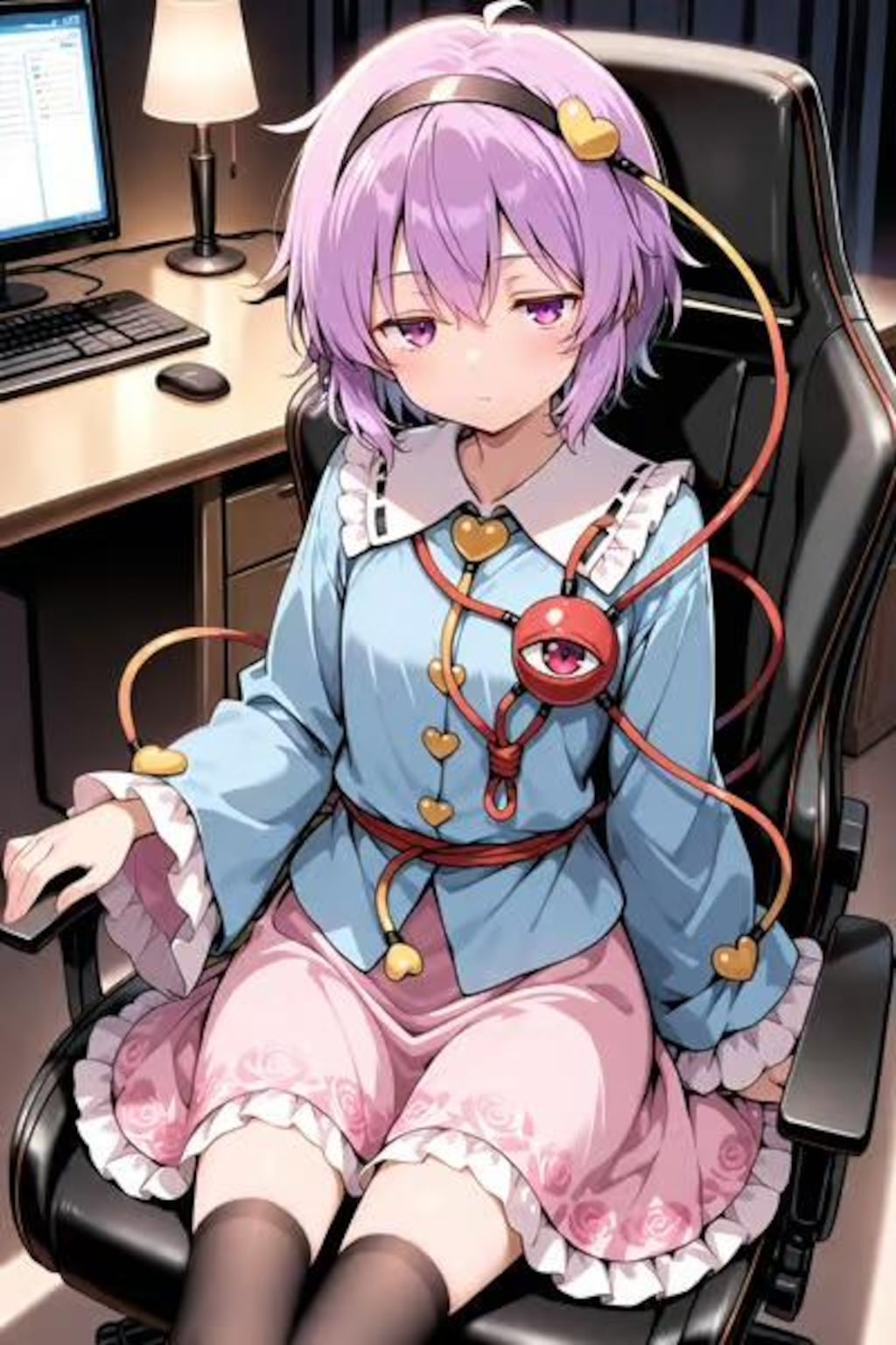 パソコン作業をするさとりちゃん