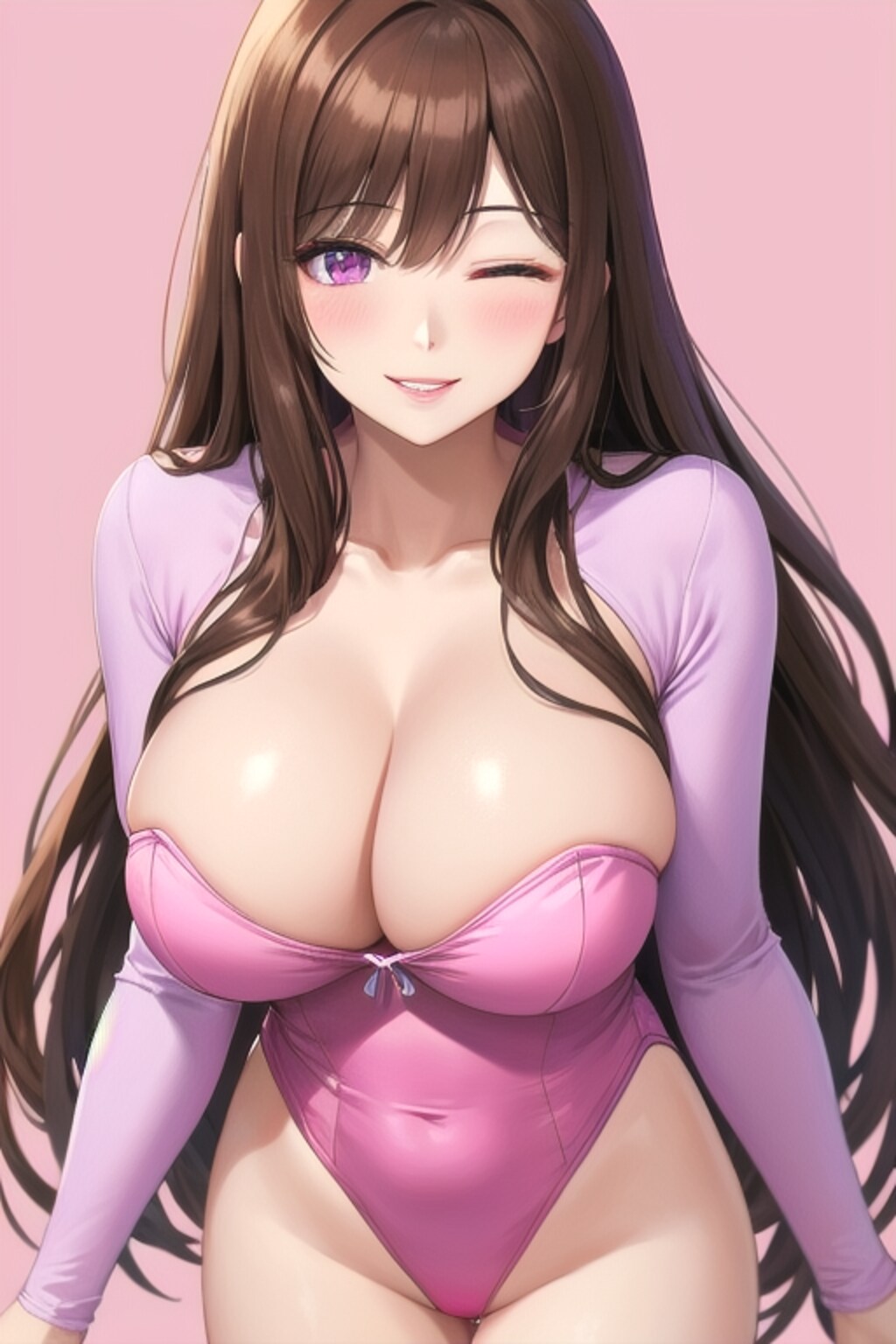 ウィンクをしている茶髪ロングのお姉さん3