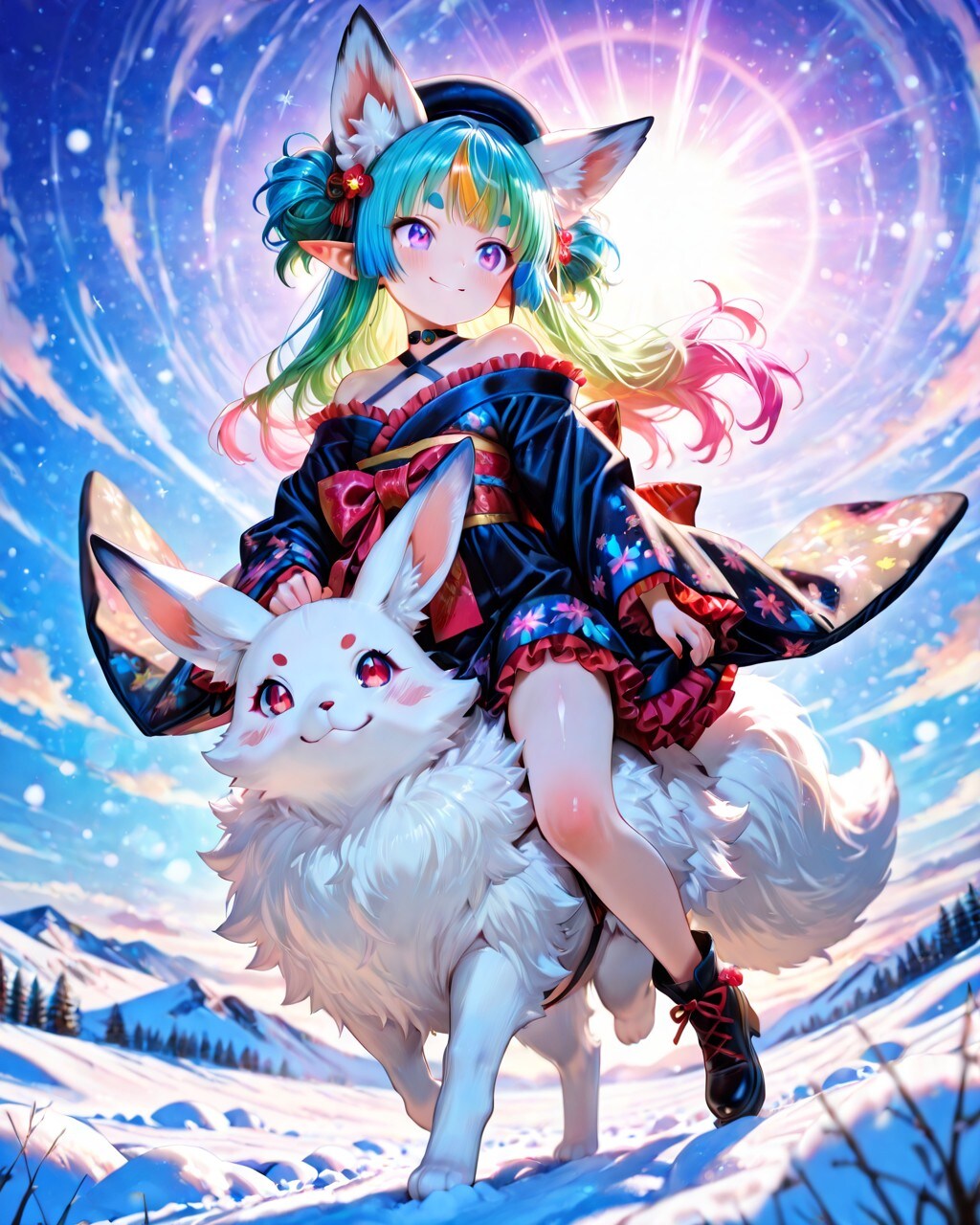10枚）キツネウサギとケモ耳エルフさん