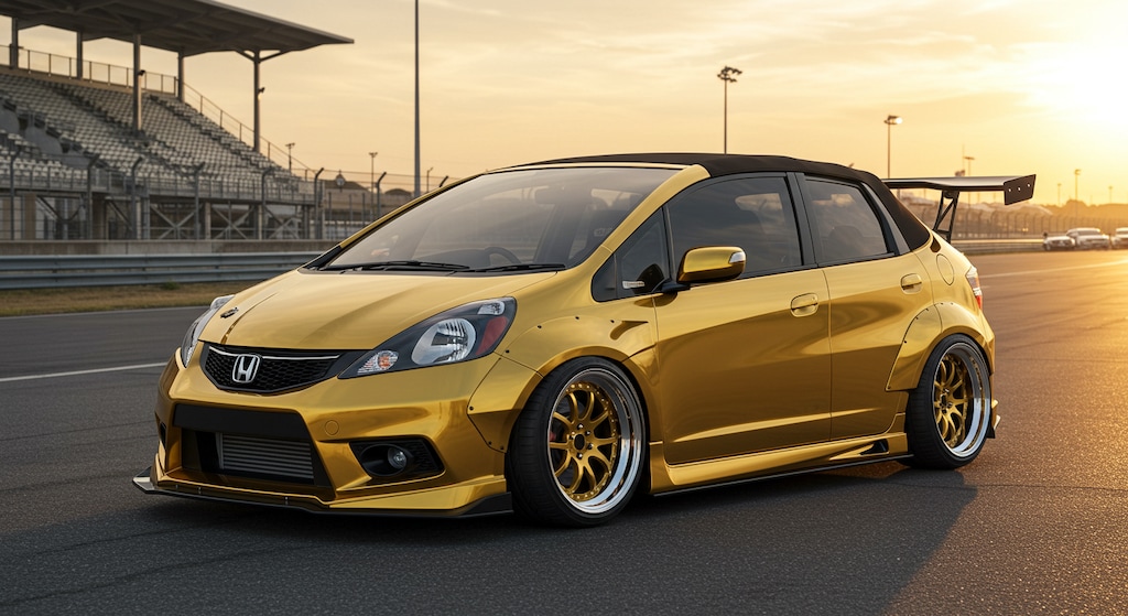 ゴールドホンダフィットドリ車