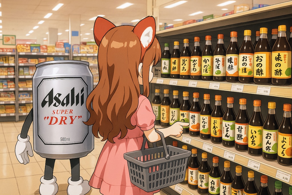 ポン酢を選ぶ小さな女の子