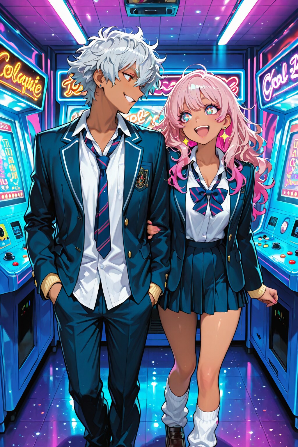 チャラ男とギャルのゲーセンデート。 | の人気AIイラスト・グラビア