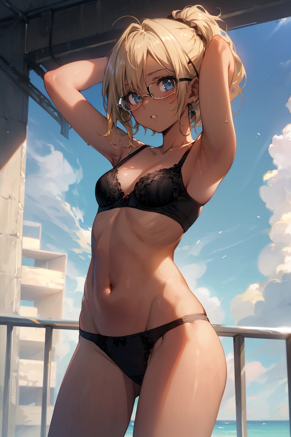 下着の眼鏡っ娘