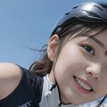 顔のアップ　サイクリングウェアを着た女性 2枚目
