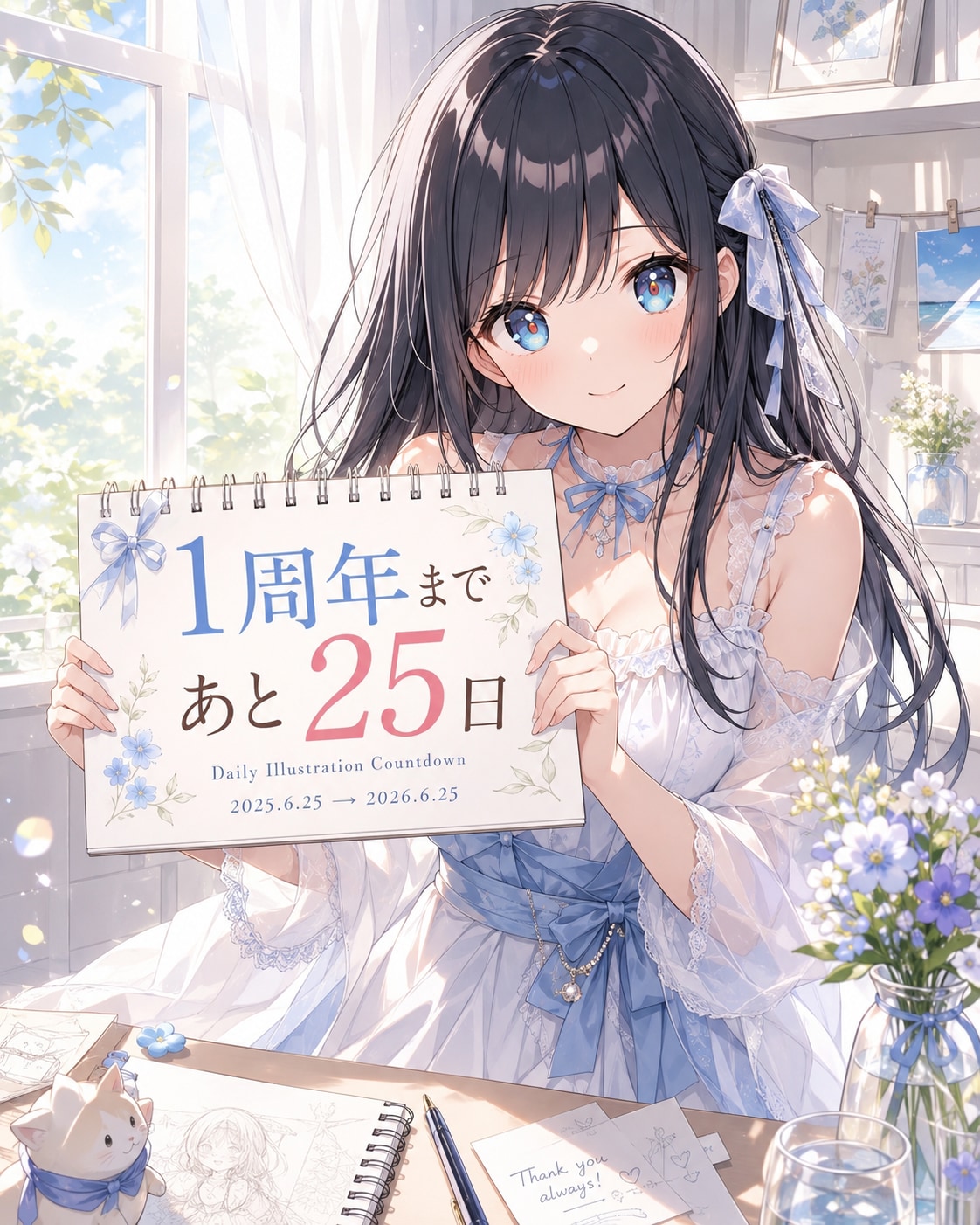 デイリーイラスト1周年カウントダウン