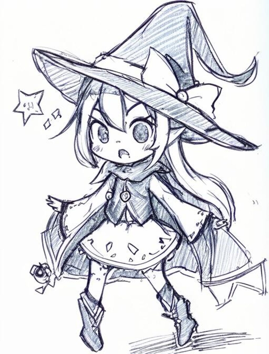 ラフ画風の魔女