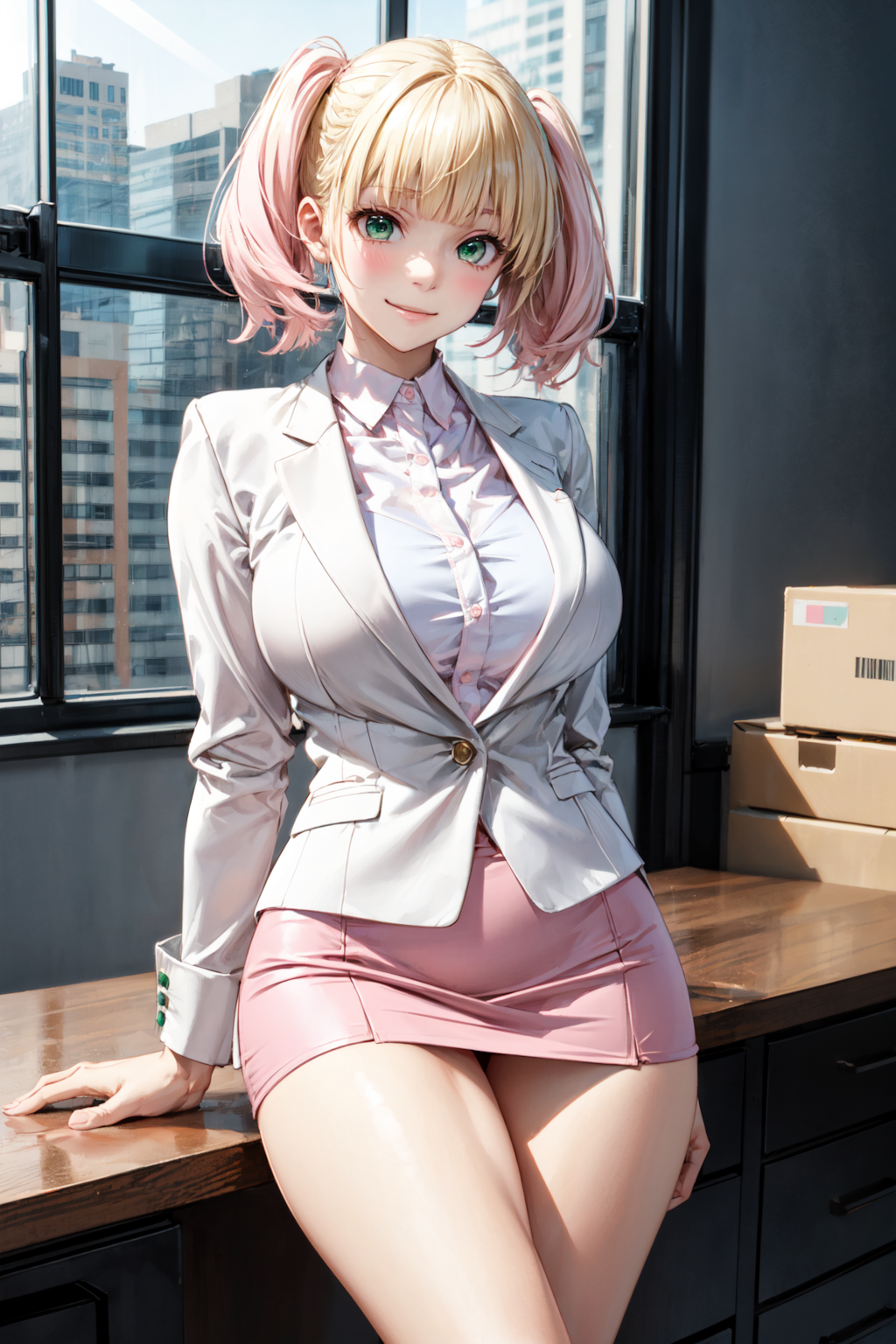 金髪ミニスカOL