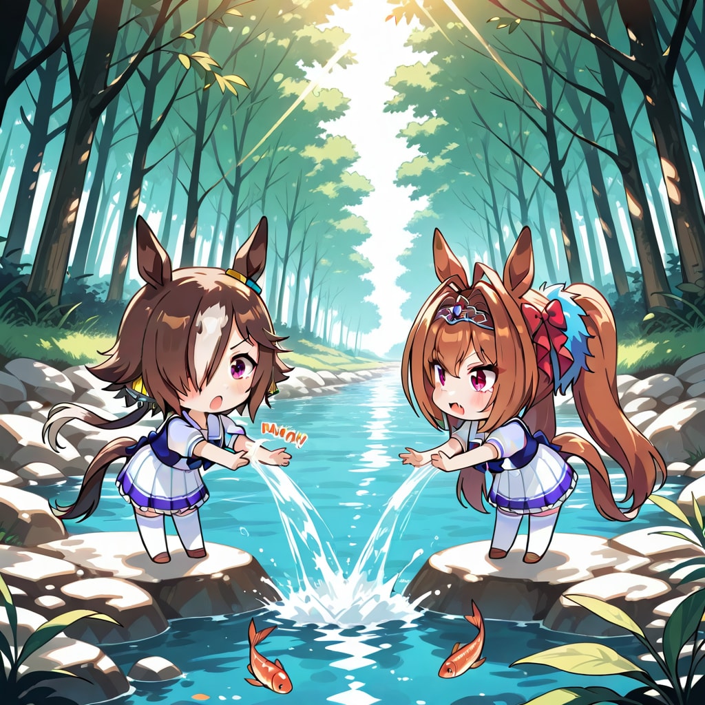水を放つウオッカとダスカ | の人気AIイラスト・グラビア