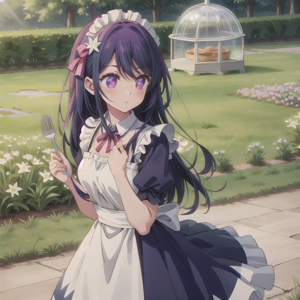 紫髪ロングでメイド服の少女３