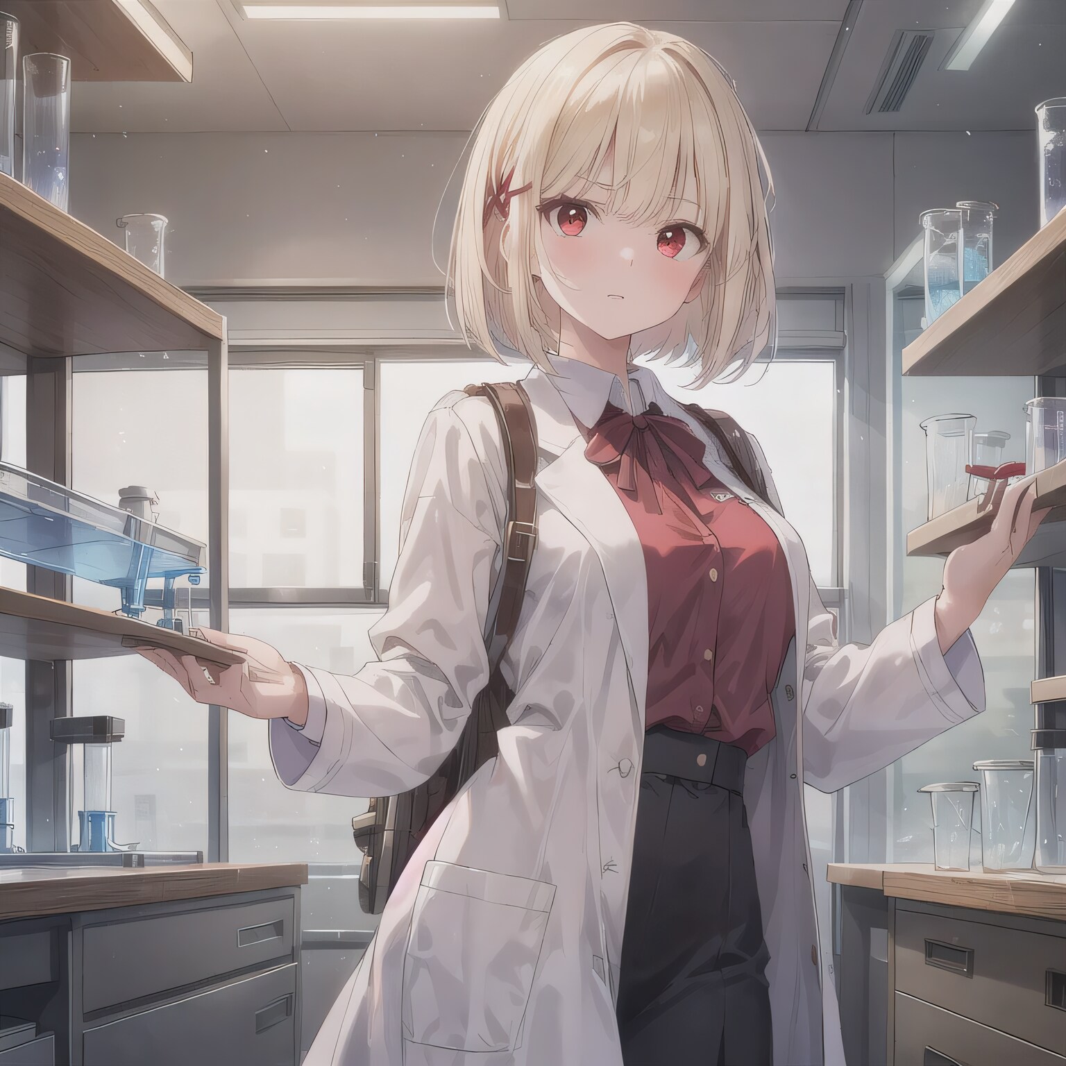 金髪ボブで白衣の少女６ | の人気AIイラスト・グラビア