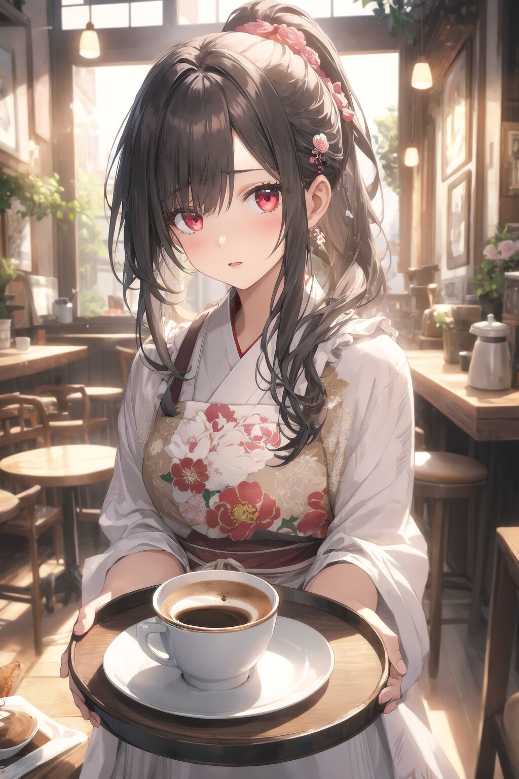 牡丹姫、喫茶店で1日体験入店 | の人気AIイラスト・グラビア