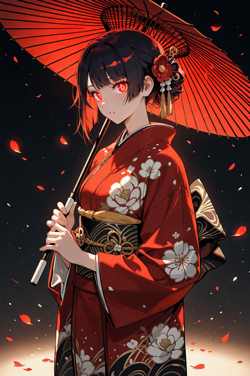 赤い和装女性 | の人気AIイラスト・グラビア