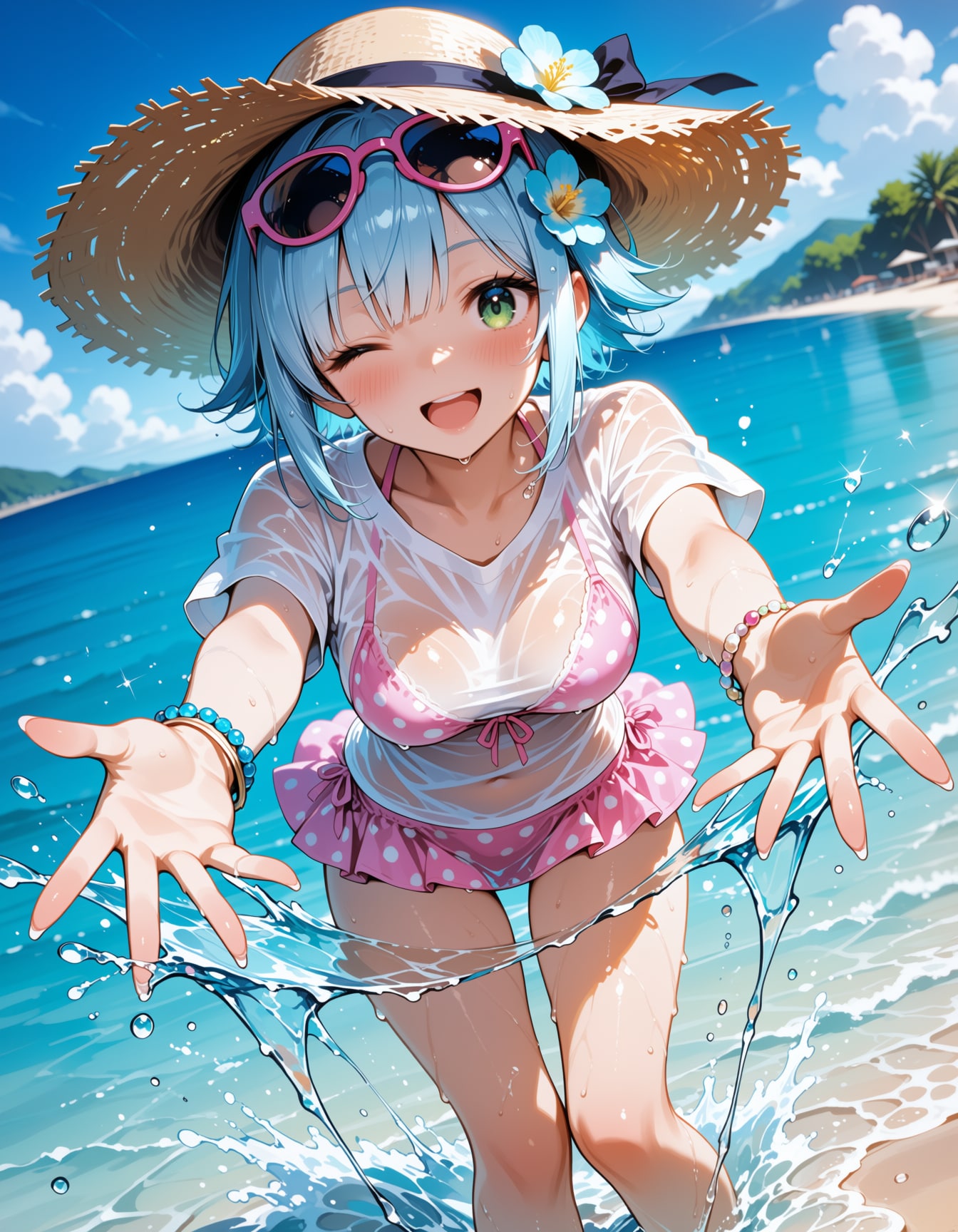 ビーチで水遊び