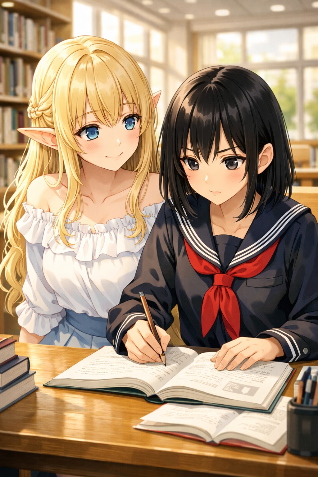 勉強中（図書館記念日　02）