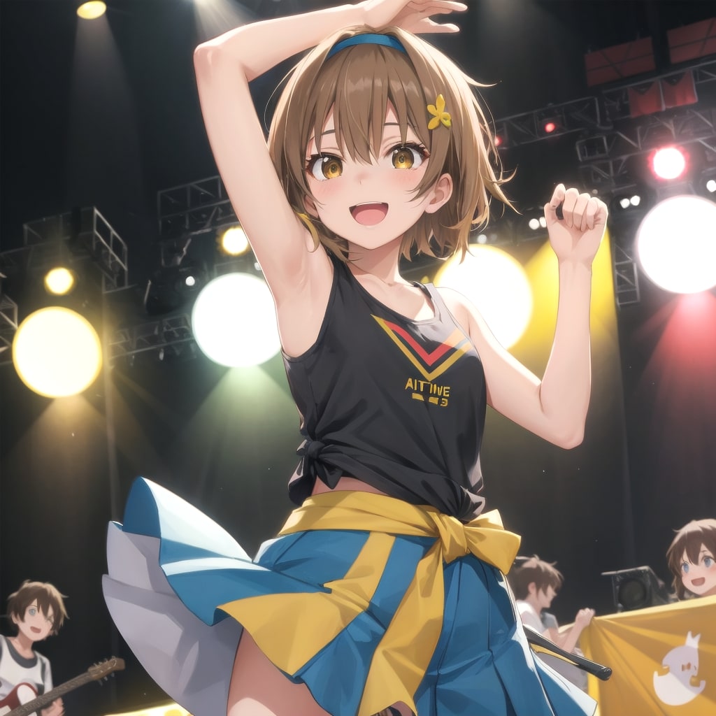 ヘアバンド主役の元気フェスコーデ