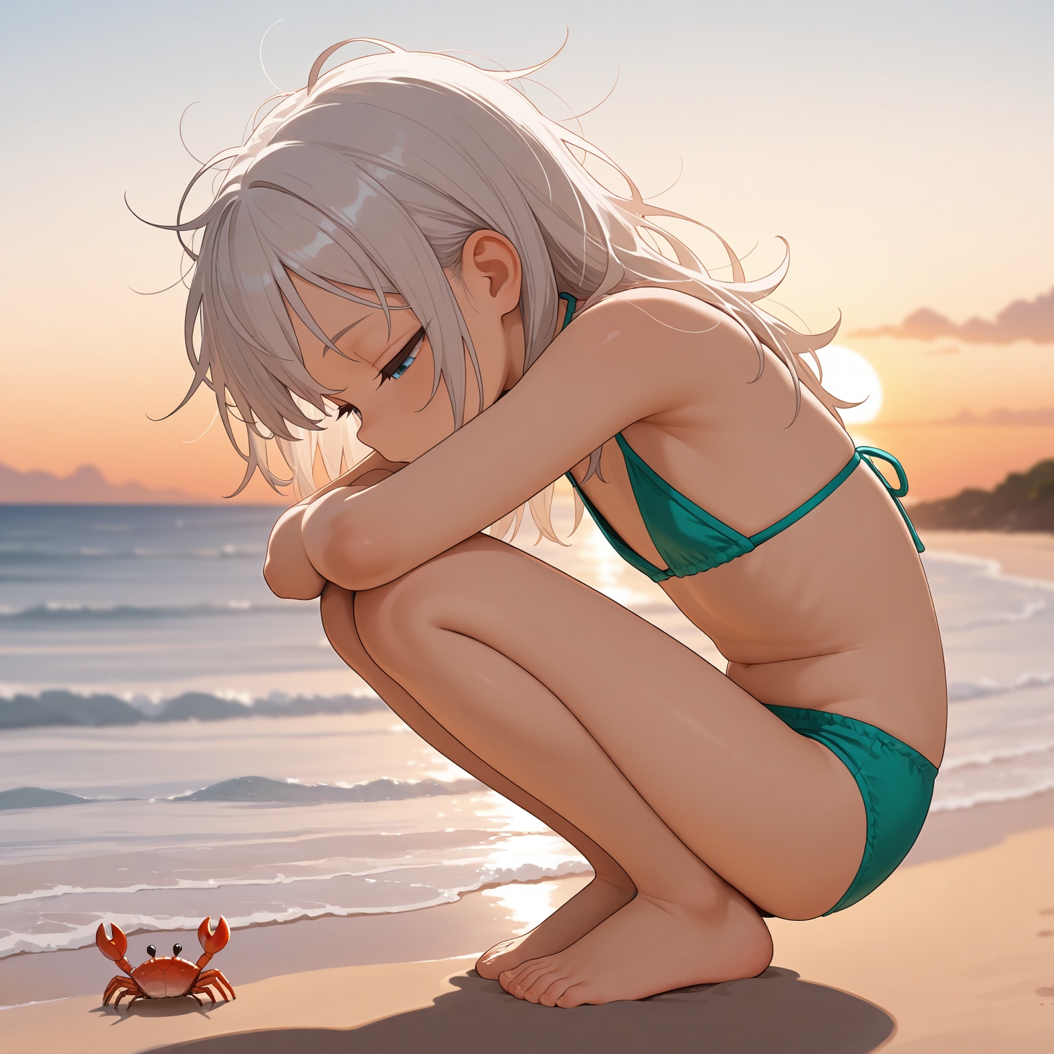 夕暮れ時の浜辺