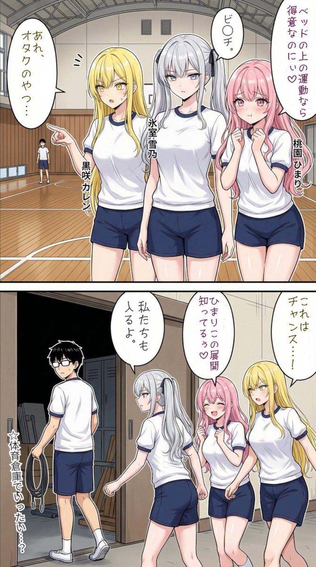 体育の授業を受ける一軍ギャルズ