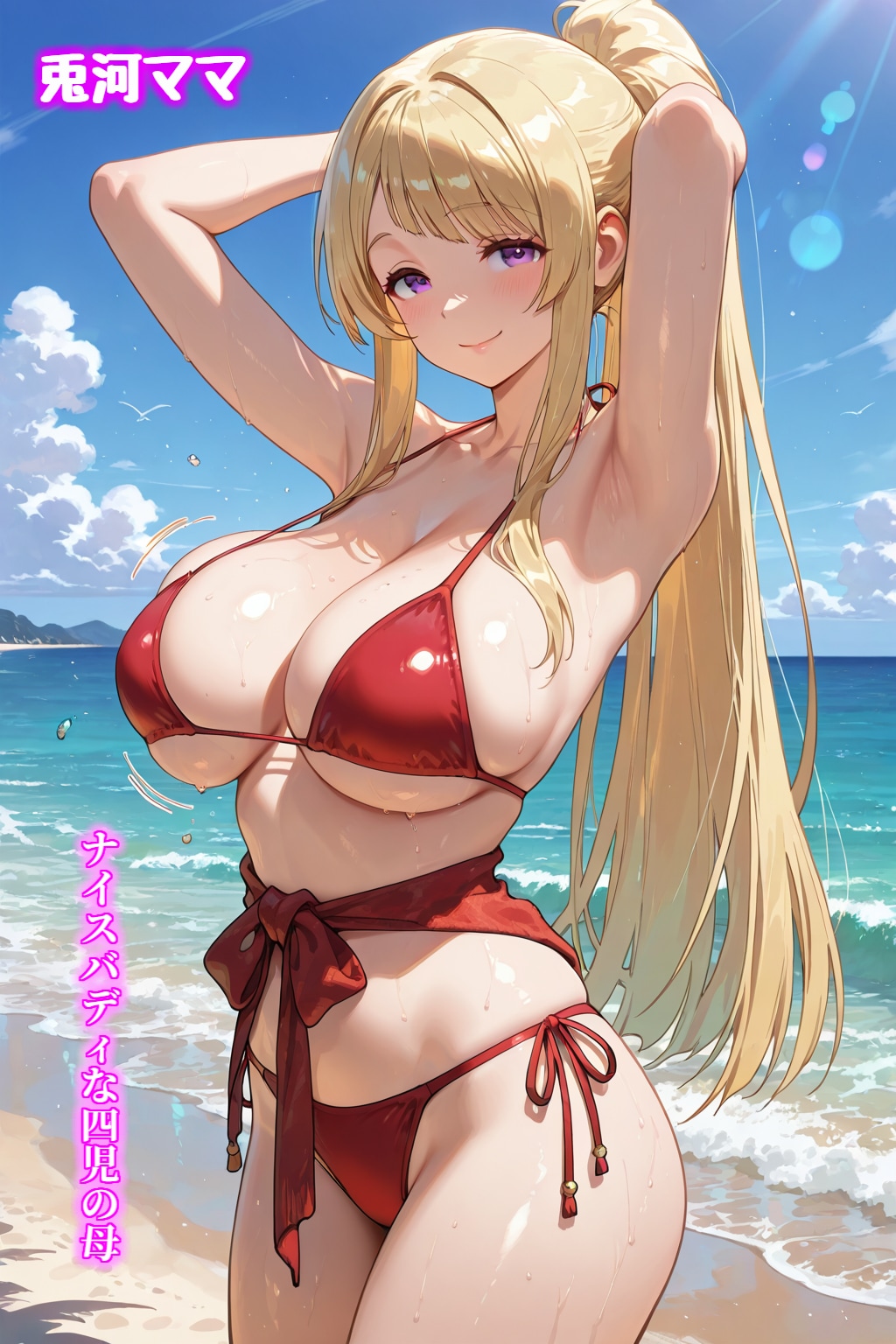 【 👙ナイスバディ🏖️ 】😍 実はナイスバディな兎河ママ 💓