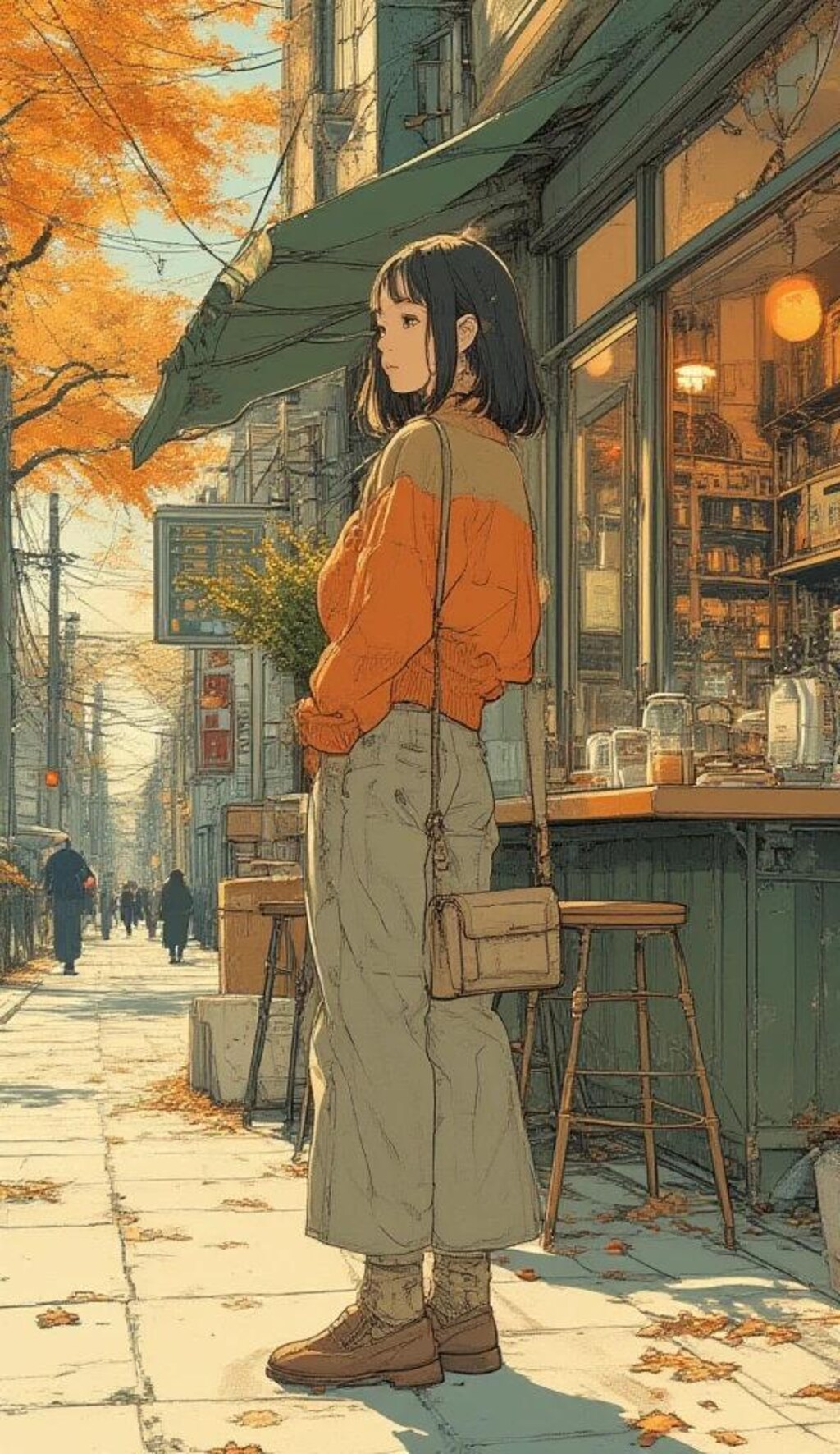 ​目を引くビビッドカラー！🍁AI美女と学ぶ、秋の重ね着（レイヤード）カジュアルコーデ術