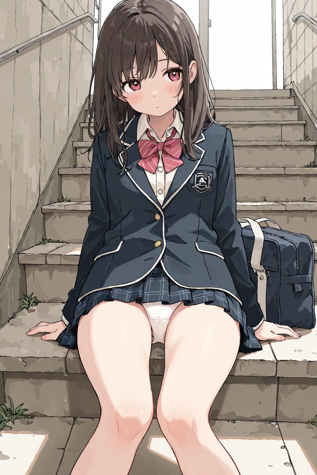 階段と女子高生