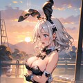 夕日と銀髪バニーちゃん 4枚目