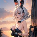 夕日と銀髪バニーちゃん 2枚目