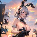 夕日と銀髪バニーちゃん 3枚目