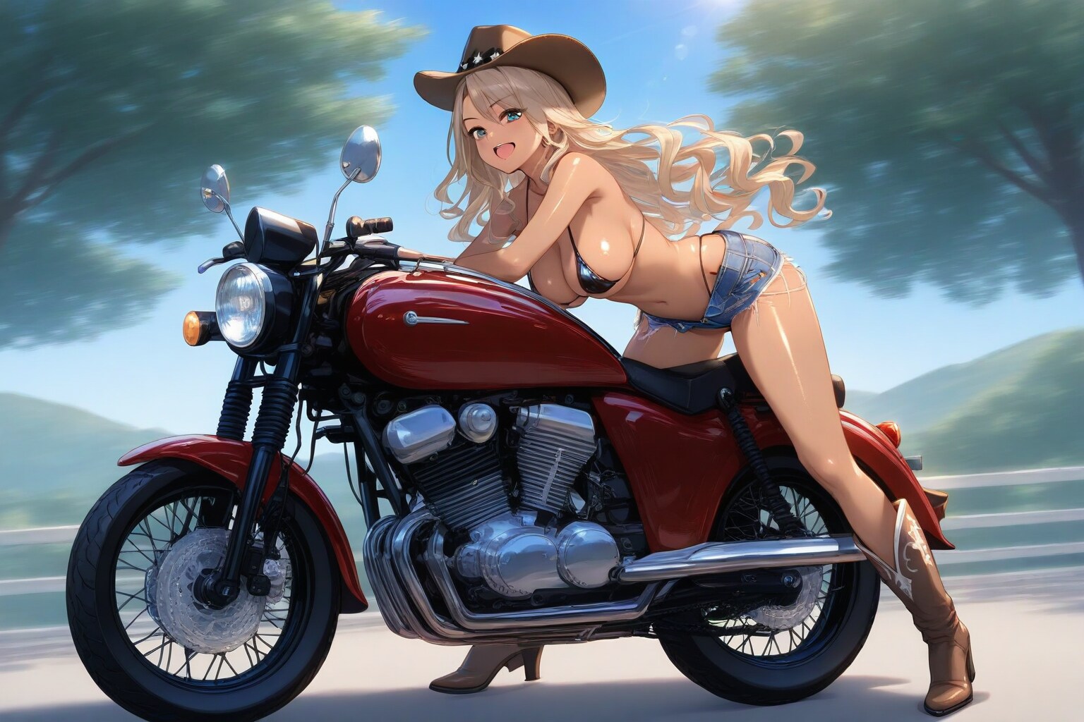 バイクグラビア風のYuiちゃん
