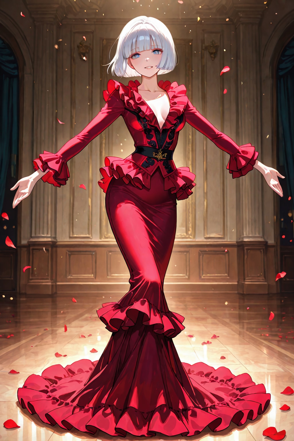 よその娘、「白髪光莉」フラメンコドレス | の人気AIイラスト・グラビア