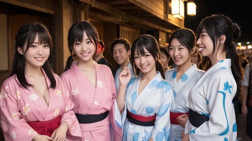 修学旅行の夜、浴衣を着せ女子生徒とたちと温泉街に繰り出したら男たちの嫉妬に遭った。でも最後に…