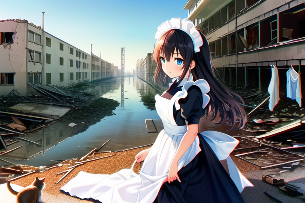 [猫のご主人様とメイドの私]晴れたのでお洗濯