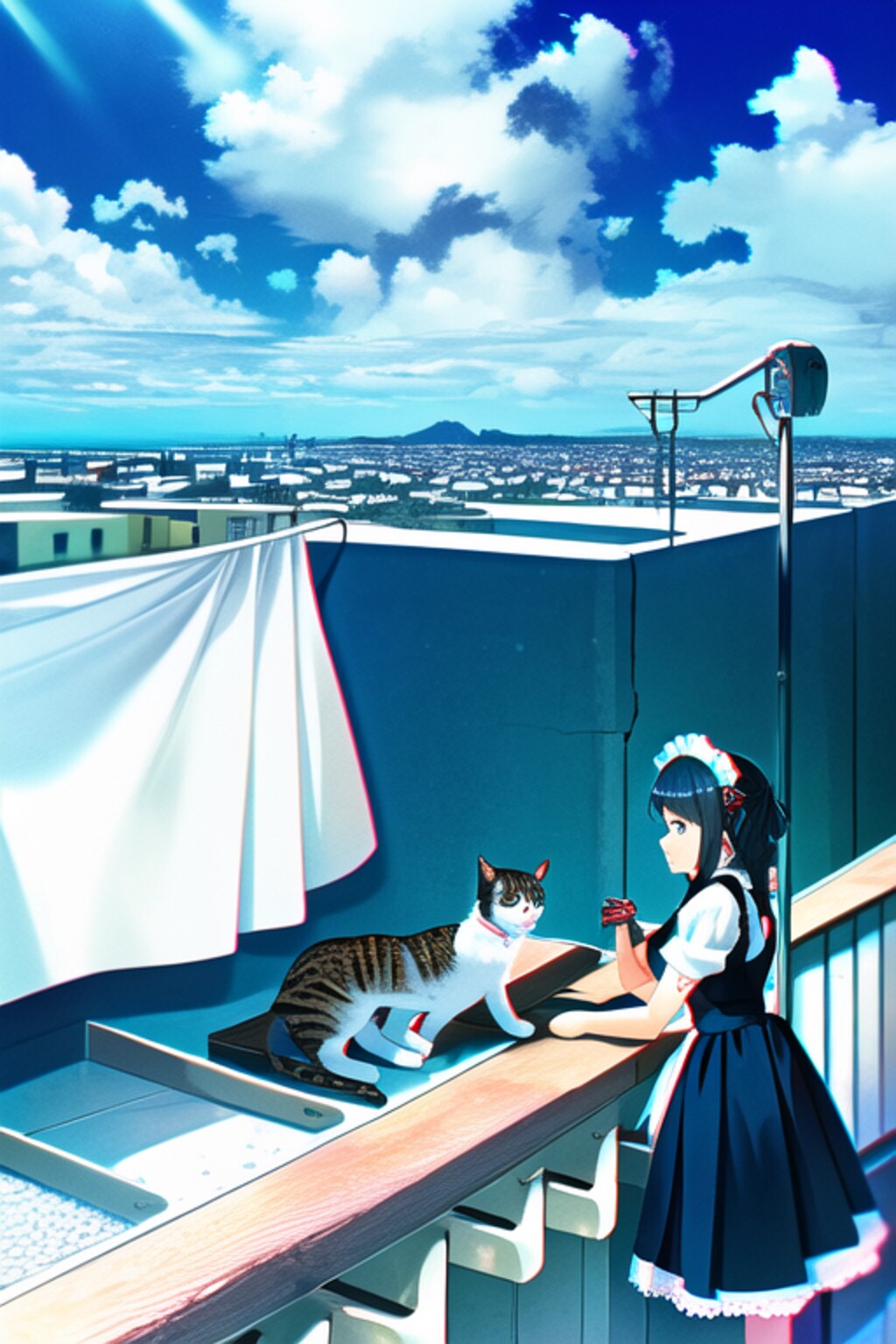 [猫のご主人様とメイドの私]晴れたのでお洗濯