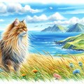 油絵ホラー、長髪がとても長く伸びる呪いの日本人形＆水彩猫 5枚目