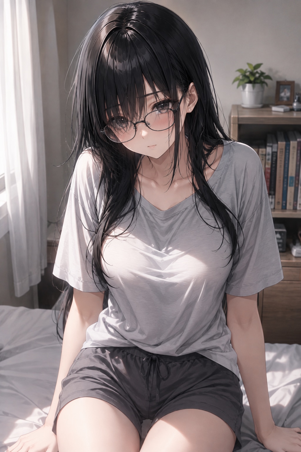 黒髪地味子のルームウェア | の人気AIイラスト・グラビア