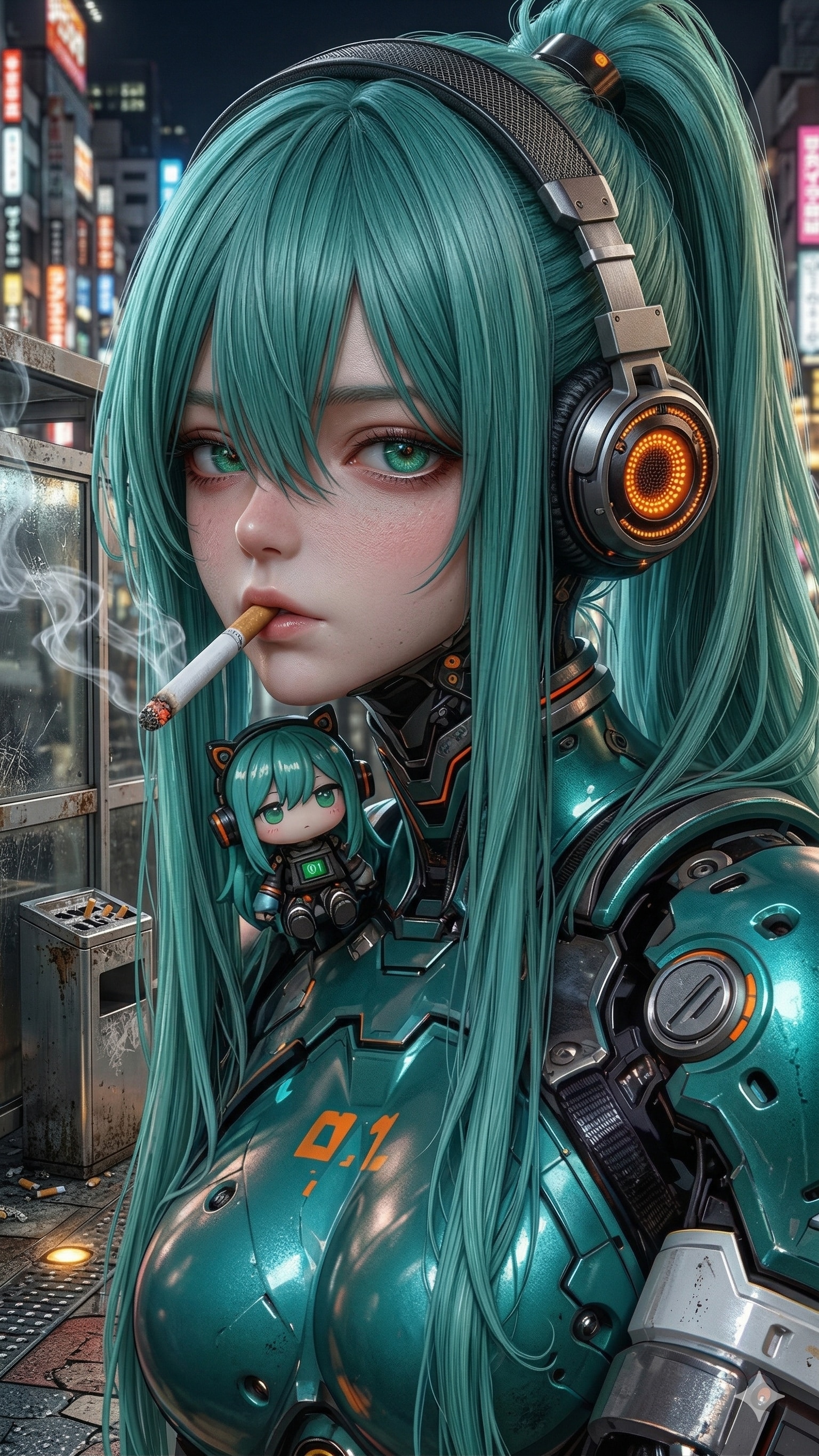 It’s a smoking area, so it’s okay to smoke, right? | の人気AIイラスト・グラビア