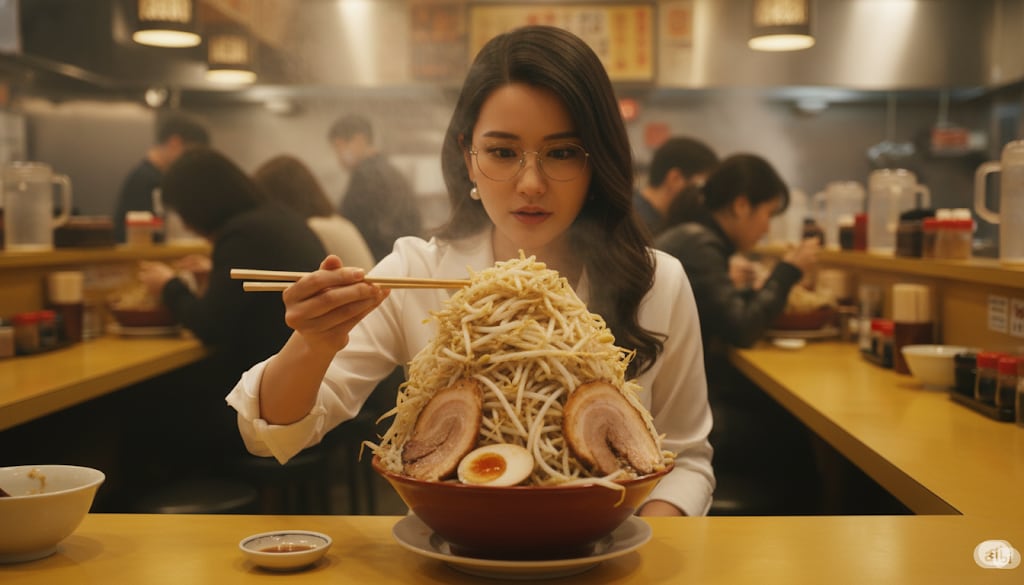 黄色い看板の聖地の小ラーメン（ニンニク・アブラ・カラメ） | の人気AIイラスト・グラビア