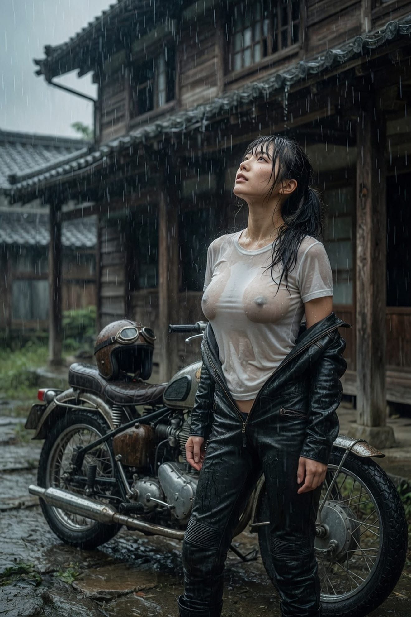 【バイクと女の子】(R18版)どしゃぶりの雨の中で003(煩悩企画「バイクと女の子エントリー作品」)