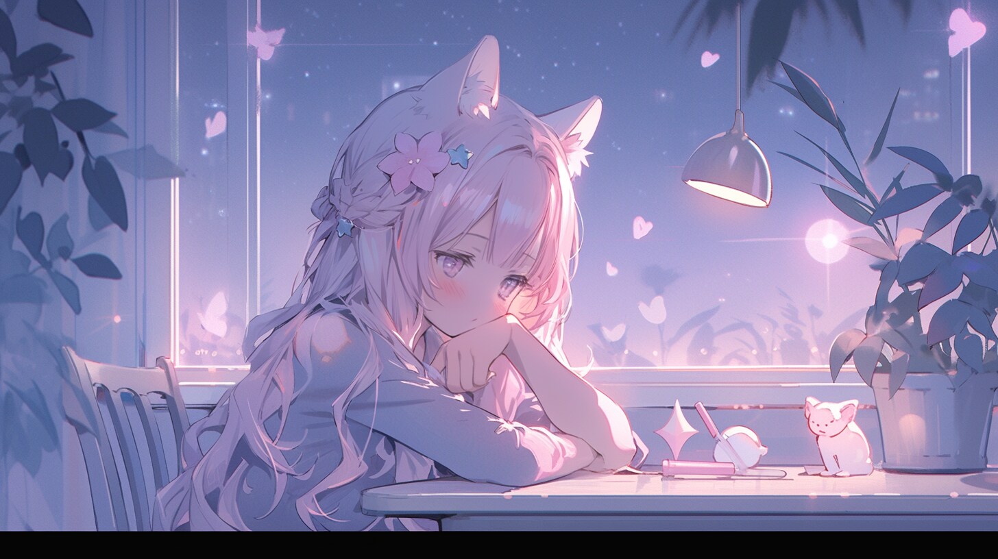 星降る夜の窓辺で夢見る猫耳少女 | の人気AIイラスト・グラビア