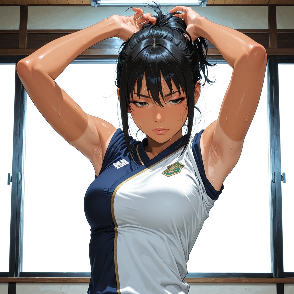 髪を後ろに纏めて