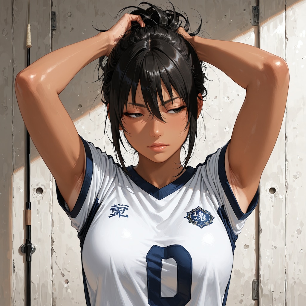 髪を後ろに纏めて