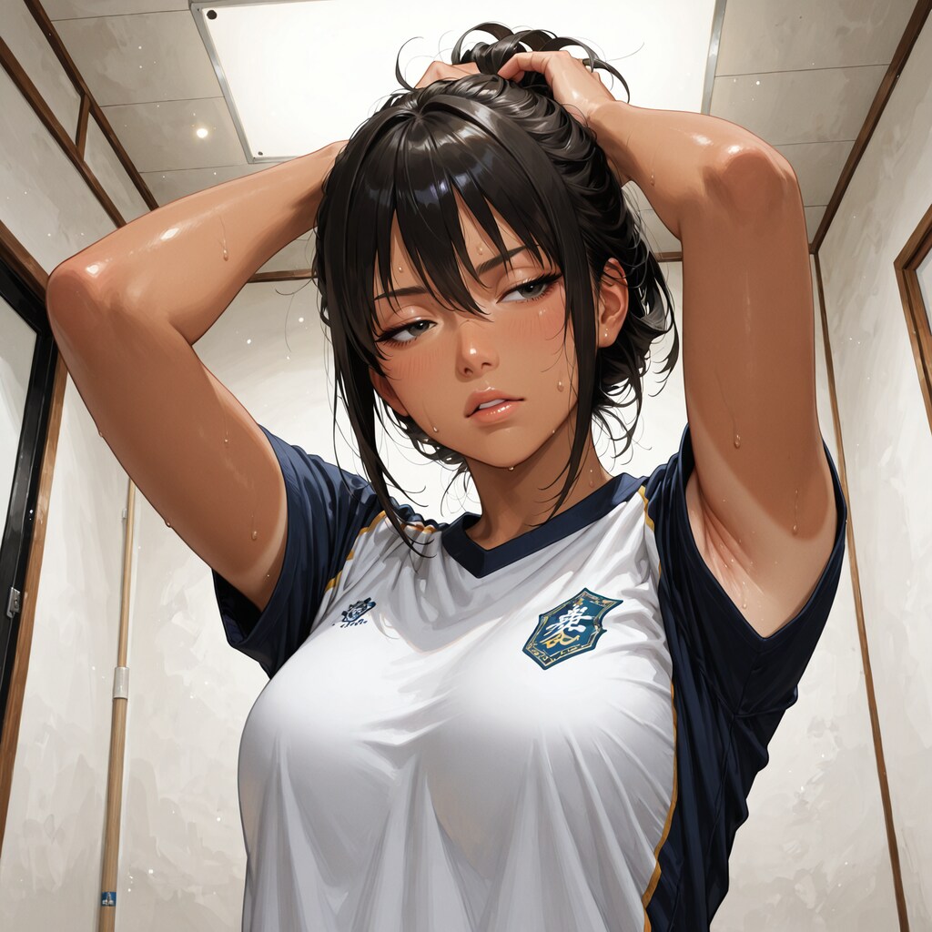 髪を後ろに纏めて