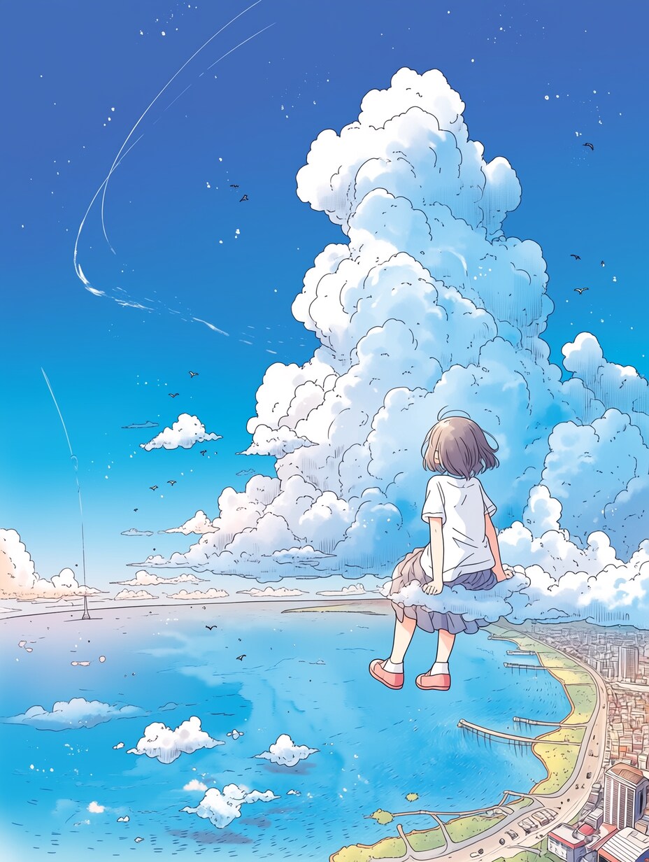 空に腰かけて | の人気AIイラスト・グラビア