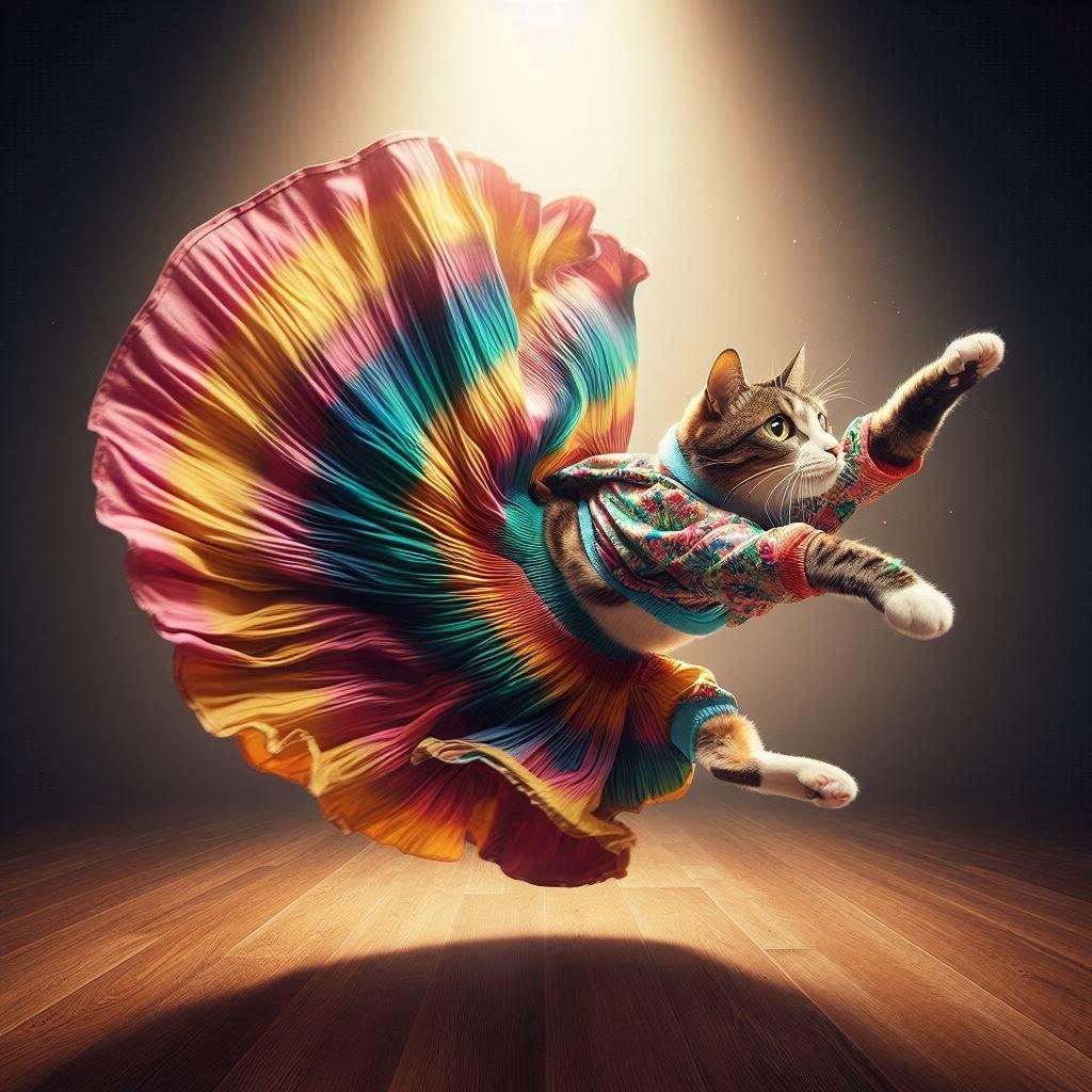 ロングスカートを履く猫