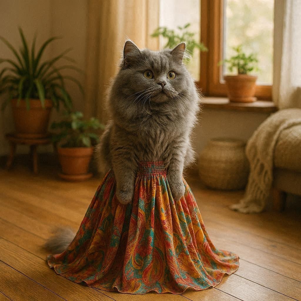 ロングスカートを履く猫