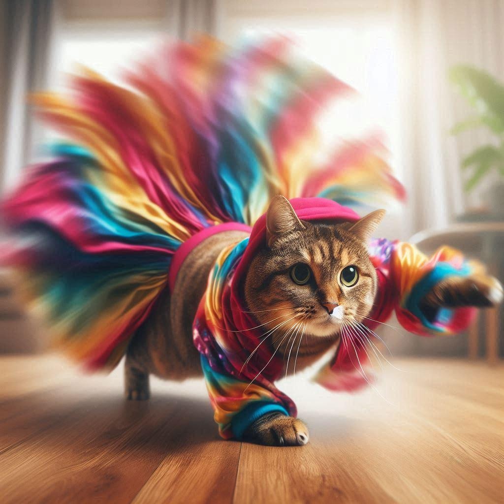 ロングスカートを履く猫