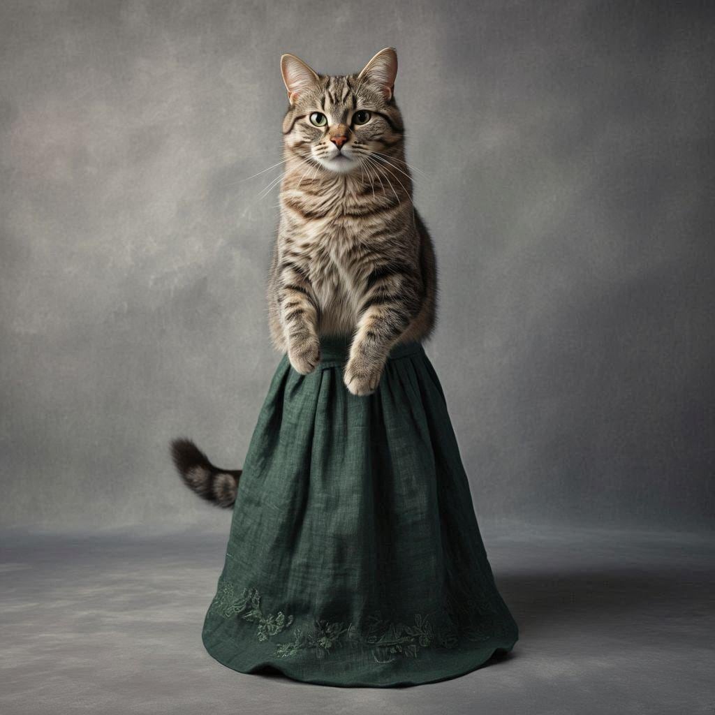 ロングスカートを履く猫