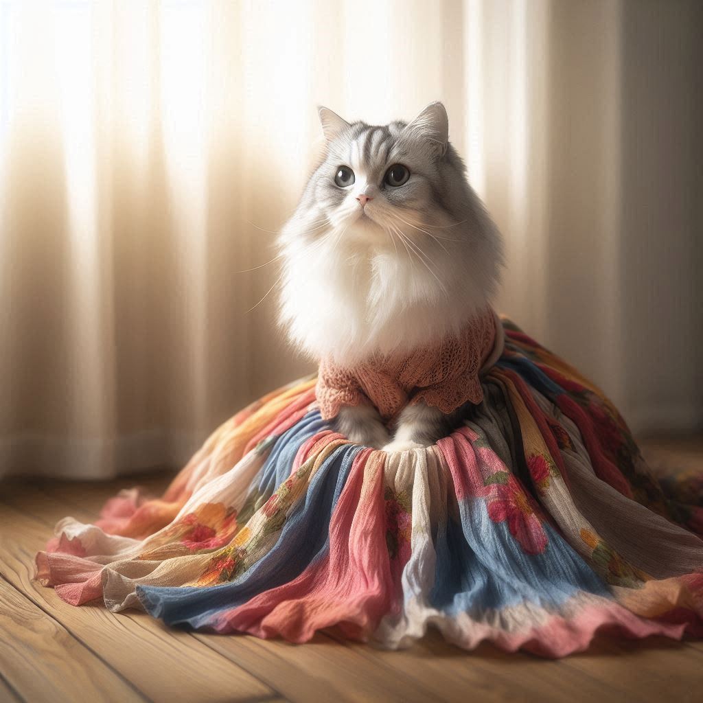 ロングスカートを履く猫 | の人気AIイラスト・グラビア