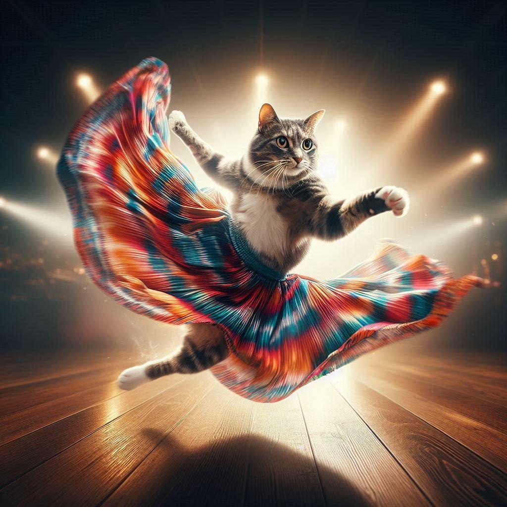 ロングスカートを履く猫