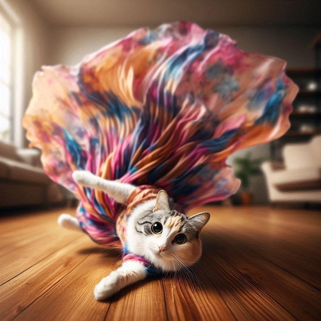 ロングスカートを履く猫