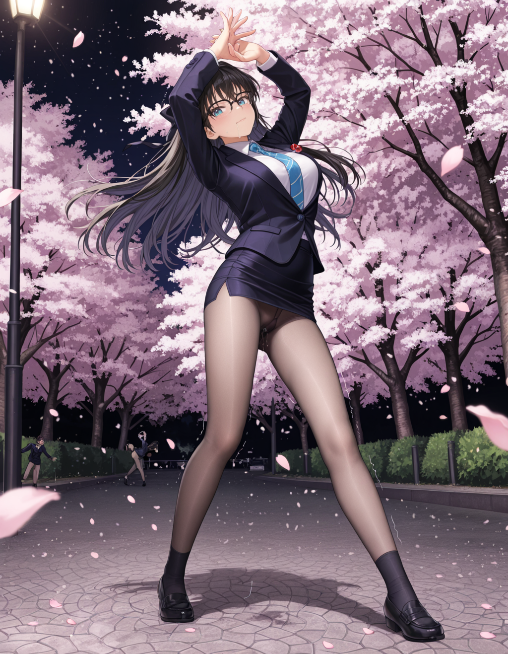 桜と踊るお姉さん